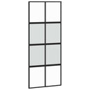 skydedør med hardwaresæt 90x205 cm hærdet glas sort