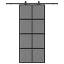 skydedør med hardwaresæt 90x205 cm hærdet glas sort