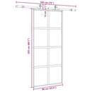 skydedør med hardwaresæt 90x205 cm hærdet glas sort