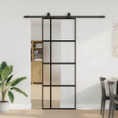 skydedør med hardwaresæt 76x205 cm hærdet glas sort