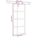 skydedør med hardwaresæt 90x205 cm hærdet glas sort