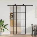 skydedør med hardwaresæt 90x205 cm hærdet glas sort