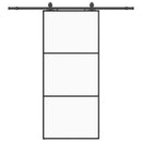 skydedør med hardwaresæt 90x205 cm ESG glas sort