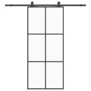 skydedør med hardwaresæt 90x205 cm ESG glas sort