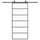 skydedør med hardwaresæt 90x205 cm ESG glas sort