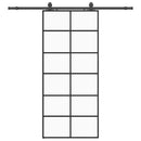 skydedør med hardwaresæt 90x205 cm ESG glas sort