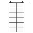 skydedør med hardwaresæt 102x205 cm ESG glas sort