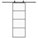 skydedør med hardwaresæt 76x205 cm ESG glas sort