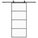 skydedør med hardwaresæt 90x205 cm ESG glas sort