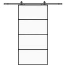 skydedør med hardwaresæt 102,5x205 cm ESG glas sort