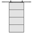 skydedør med hardwaresæt 102,5x205 cm ESG glas sort