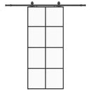 skydedør med hardwaresæt 90x205 cm ESG glas sort