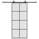 skydedør med hardwaresæt 90x205 cm ESG glas sort