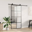 skydedør med hardwaresæt 102,5x205 cm ESG glas sort