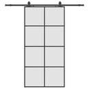 skydedør med hardwaresæt 102,5x205 cm ESG glas sort