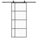 skydedør med hardwaresæt 90x205 cm ESG glas sort