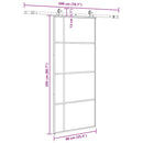 skydedør med hardwaresæt 90x205 cm ESG glas sort