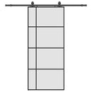 skydedør med hardwaresæt 90x205 cm ESG glas sort