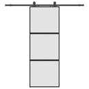 skydedør med hardwaresæt 76x205 cm hærdet glas sort