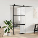 skydedør med hardwaresæt 102,5x205 cm hærdet glas sort