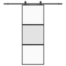 skydedør med hardwaresæt 76x205 cm hærdet glas sort
