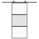skydedør med hardwaresæt 90x205 cm hærdet glas sort