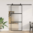 skydedør med hardwaresæt 90x205 cm hærdet glas sort