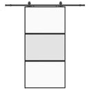skydedør med hardwaresæt 102,5x205 cm hærdet glas sort