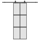 skydedør med hardwaresæt 76x205 cm hærdet glas sort