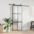 skydedør med hardwaresæt 90x205 cm hærdet glas sort