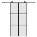 skydedør med hardwaresæt 102,5x205 cm hærdet glas sort