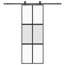 skydedør med hardwaresæt 76x205 cm hærdet glas sort