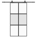skydedør med hardwaresæt 102,5x205 cm hærdet glas sort