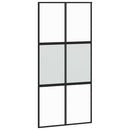 skydedør med hardwaresæt 102,5x205 cm hærdet glas sort
