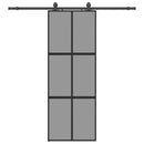 skydedør med hardwaresæt 76x205 cm hærdet glas sort