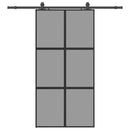 skydedør med hardwaresæt 102,5x205 cm hærdet glas sort