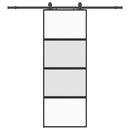 skydedør med hardwaresæt 76x205 cm hærdet glas sort
