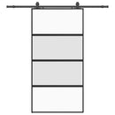 skydedør med hardwaresæt 102,5x205 cm hærdet glas sort