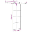 skydedør med hardwaresæt 76x205 cm hærdet glas sort
