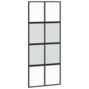 skydedør med hardwaresæt 90x205 cm hærdet glas sort