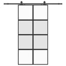 skydedør med hardwaresæt 102,5x205 cm hærdet glas sort