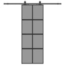 skydedør med hardwaresæt 76x205 cm hærdet glas sort