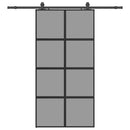 skydedør med hardwaresæt 102,5x205 cm hærdet glas sort