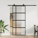 skydedør med hardwaresæt 90x205 cm hærdet glas sort