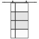 skydedør med hardwaresæt 102,5x205 cm hærdet glas sort