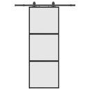 skydedør med hardwaresæt 76x205 cm hærdet glas sort