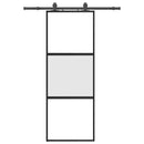 skydedør med hardwaresæt 76x205 cm hærdet glas sort