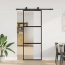 skydedør med hardwaresæt 76x205 cm hærdet glas sort