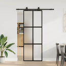skydedør med hardwaresæt 76x205 cm hærdet glas sort