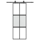 skydedør med hardwaresæt 76x205 cm hærdet glas sort